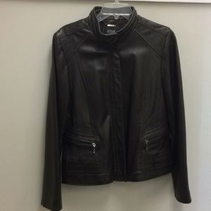 Ana Lambskin Sz L motorcycle leather jacket zip